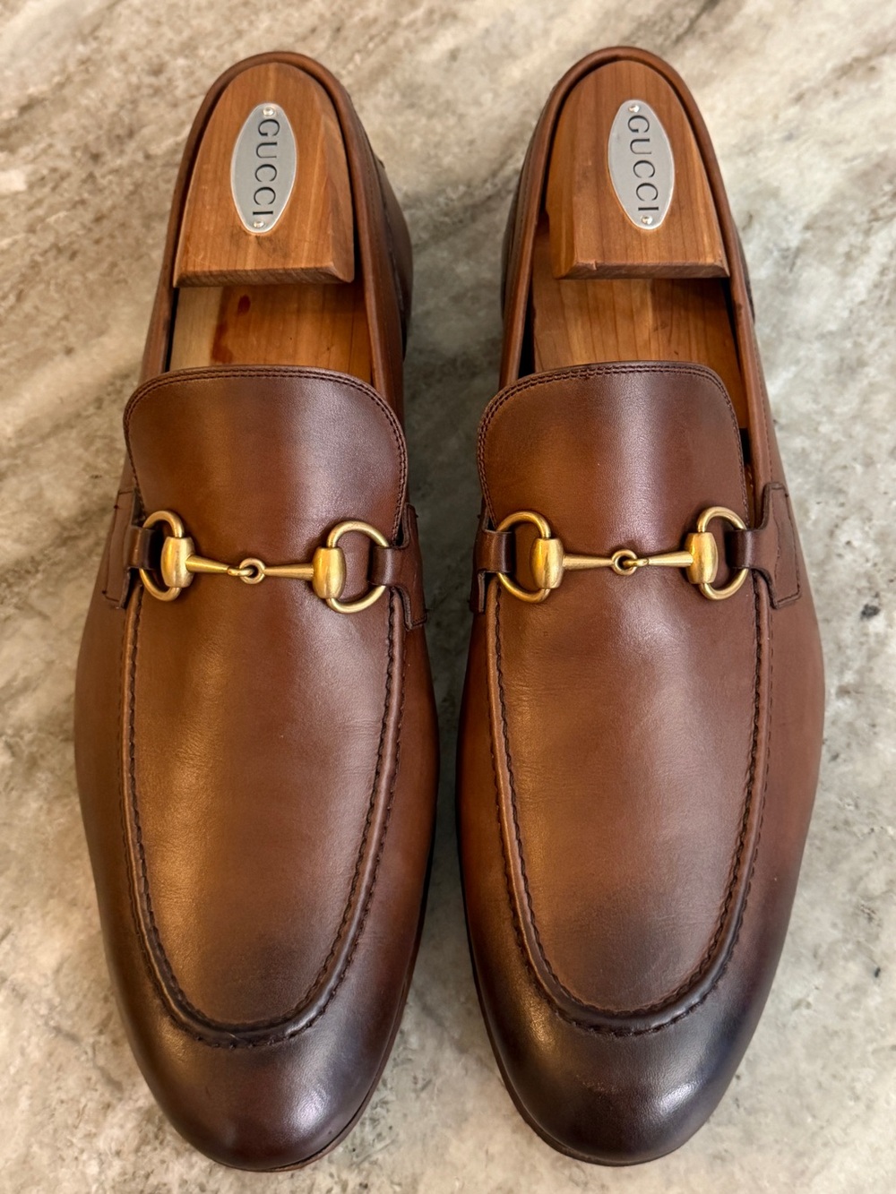 GUCCI Jordaan Horsebit Brown Ombre Leather Loafer 9 /9.5 US 1953 Moccasin $1100